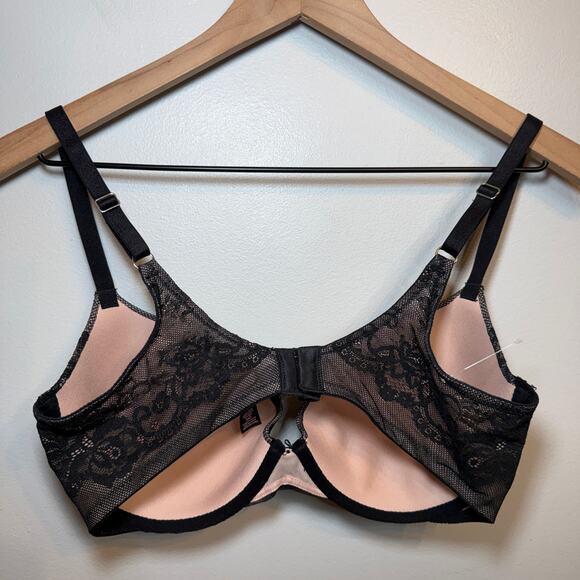Victoria's Secret Nude Black Lace Lined Demi Bra Adjustable Size 34D - Picture 5 of 6